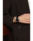 Reloj Katzensee de piel negra de cocodrilo para hombre con costuras lisas y acolchadas