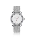 Reloj Tanay de malla metálica plateada/blanca para hombre