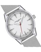 Reloj Tanay de malla metálica plateada/blanca para hombre