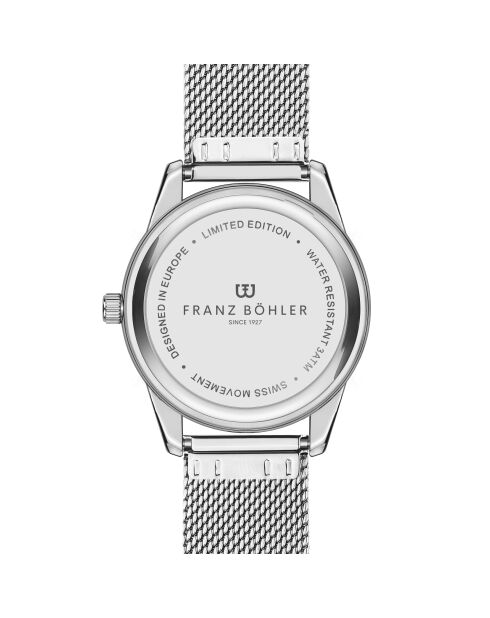Reloj Tanay de malla metálica plateada/blanca para hombre