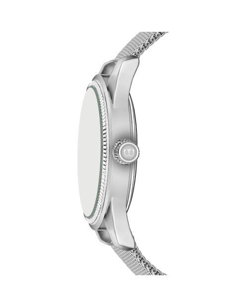Reloj Tanay de malla metálica plateada/blanca para hombre