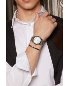 Reloj Tanay de malla metálica plateada/blanca para hombre