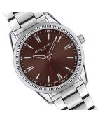 Reloj Rotsee de malla fina plateado/marrón para hombre
