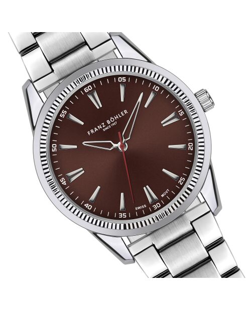 Reloj Rotsee de malla fina plateado/marrón para hombre