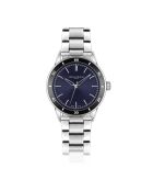 Reloj Sihl plateado/azul oscuro de malla fina para hombre