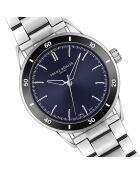 Reloj Sihl plateado/azul oscuro de malla fina para hombre