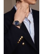 Reloj Sihl plateado/azul oscuro de malla fina para hombre
