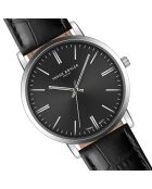 Reloj Alpnach Croco negro de piel acolchada y con costuras lisas para hombre