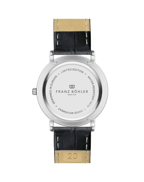 Reloj Alpnach Croco negro de piel acolchada y con costuras lisas para hombre
