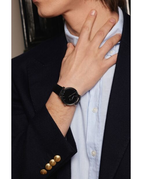 Reloj Alpnach Croco negro de piel acolchada y con costuras lisas para hombre
