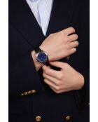 Reloj para hombre con costuras lisas y acolchadas en piel Schwarzsee negra/azul