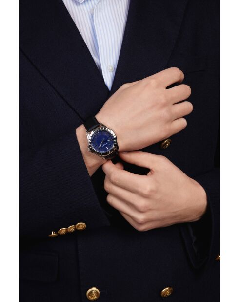 Reloj para hombre con costuras lisas y acolchadas en piel Schwarzsee negra/azul
