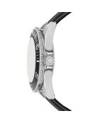 Reloj Hallwil para hombre de piel acolchada y con costuras lisas en negro/plata