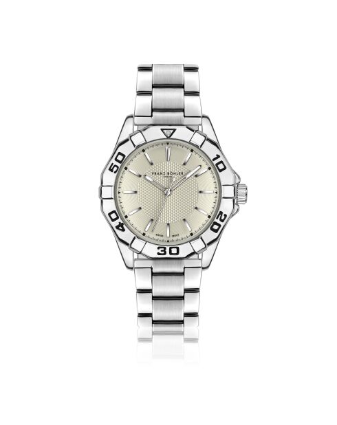 Reloj Gelmer de malla fina plateado/marfil para hombre