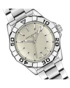 Reloj Gelmer de malla fina plateado/marfil para hombre