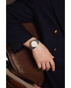 Reloj Gelmer de malla fina plateado/marfil para hombre