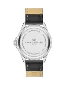 Reloj para hombre de piel Totensee negra y plateada con costuras lisas y acolchadas