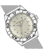Reloj Gelmer de malla metálica plateada/marfil para hombre
