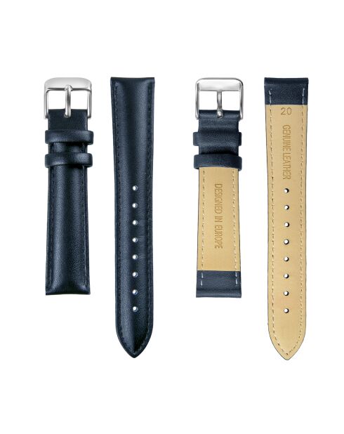 Reloj para hombre de piel Sihl azul oscuro con costuras lisas y acolchado