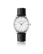 Reloj Bannalp para hombre con costuras lisas y acolchadas en piel blanca/negra