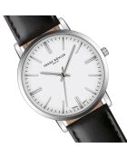 Reloj Bannalp para hombre con costuras lisas y acolchadas en piel blanca/negra