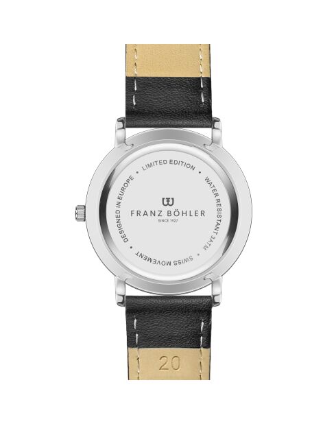 Reloj Bannalp para hombre con costuras lisas y acolchadas en piel blanca/negra