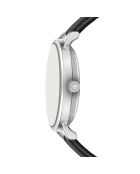 Reloj Bannalp para hombre con costuras lisas y acolchadas en piel blanca/negra
