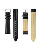Reloj para hombre de piel Walen negro y plateado con costuras lisas y acolchadas