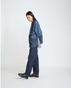 Jadefarbenes gestreiftes Patchshirt