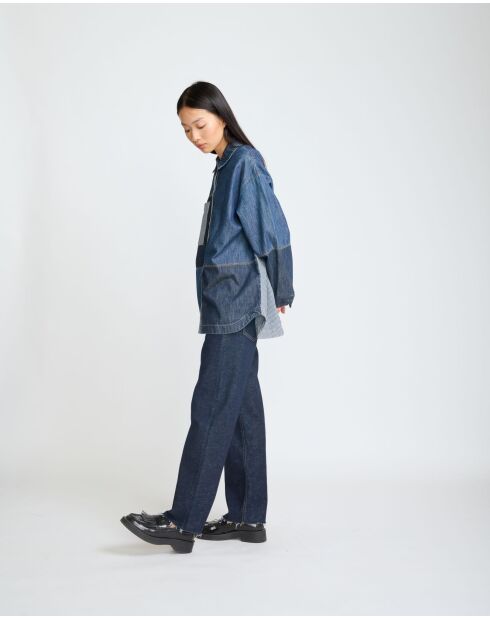 Jadefarbenes gestreiftes Patchshirt