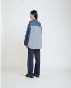 Jadefarbenes gestreiftes Patchshirt