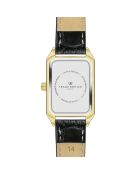 Sarner Croco Damenuhr aus glattem, gepolstertem und genähtem Leder in Schwarz/Gold