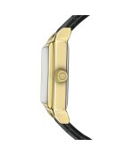 Sarner Croco Damenuhr aus glattem, gepolstertem und genähtem Leder in Schwarz/Gold