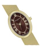 Bachalp Damenuhr aus gold/braunem metallischem Mesh