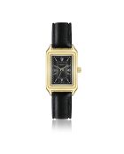 Schwarze, glatt genähte und gepolsterte Oberaar-Lederuhr für Damen