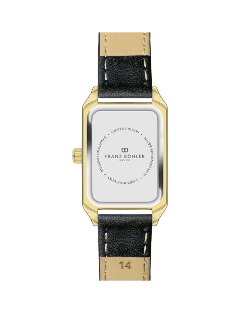 Schwarze, glatt genähte und gepolsterte Oberaar-Lederuhr für Damen