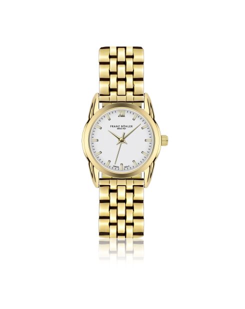 Lej da Staz Damenuhr aus feinem Mesh in Gold/Weiß