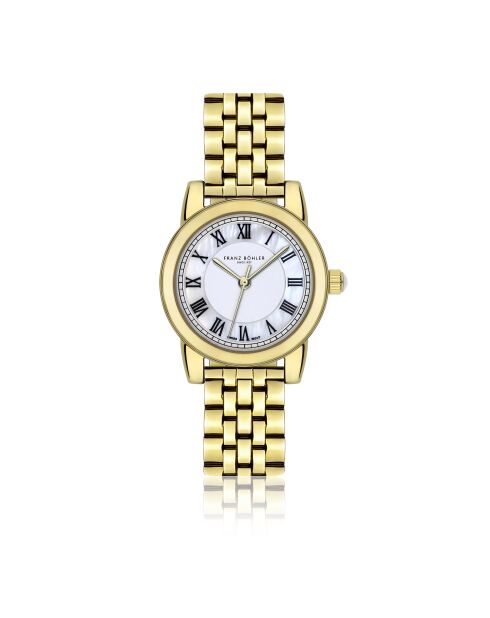 Damenuhr aus feinem Mesh in Zürcher Gold/Weiß