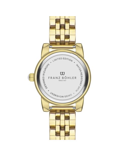 Damenuhr aus feinem Mesh in Zürcher Gold/Weiß