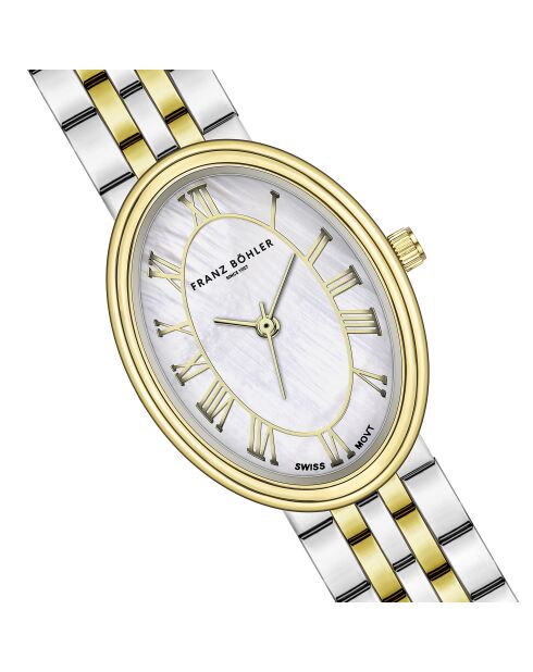 Montre pour femme en maille fine Cavloc argent/or