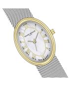 Montre pour femme en maille métallique Cavloc argent/blanc