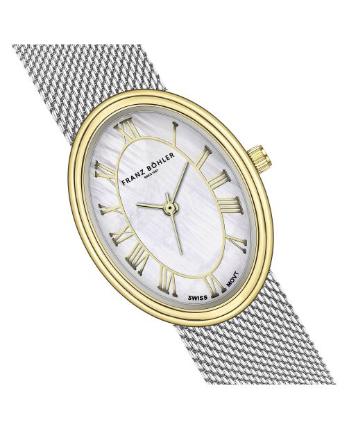 Montre pour femme en maille métallique Cavloc argent/blanc