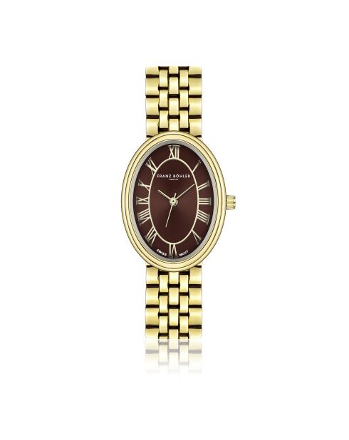 Bachalp Gold/Braune Feinmesh-Armbanduhr für Damen