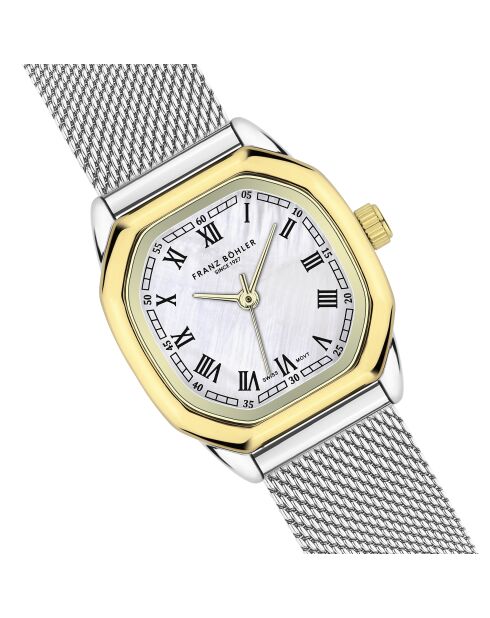 Montre pour femme en maille métallique Aegeri argent/blanc