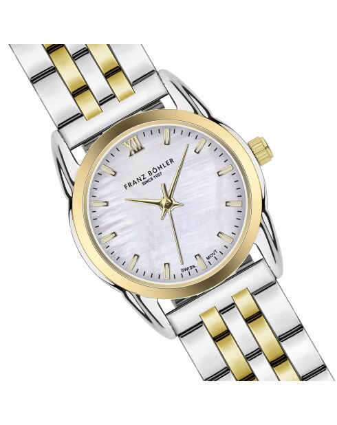 Montre pour femme en maille fine Champex argent/doré/blanc