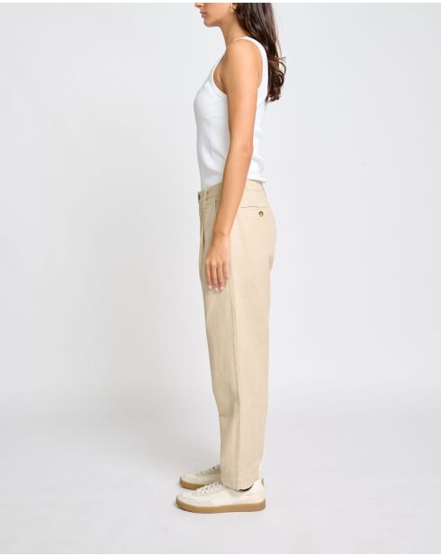 Beige beige broek van Fresco