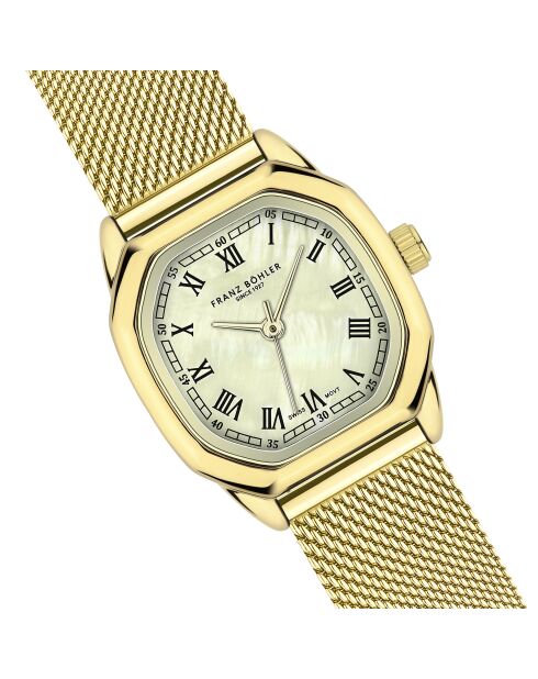 Lauerz Damenuhr aus goldfarbenem Metallic-Mesh