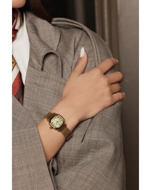 Lauerz Damenuhr aus goldfarbenem Metallic-Mesh