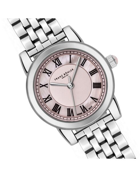 Montre pour femme Sils en maille fine argent/rose clair