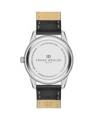 Reloj Huttwil negro y plateado de piel acolchada y con costuras lisas para hombre
